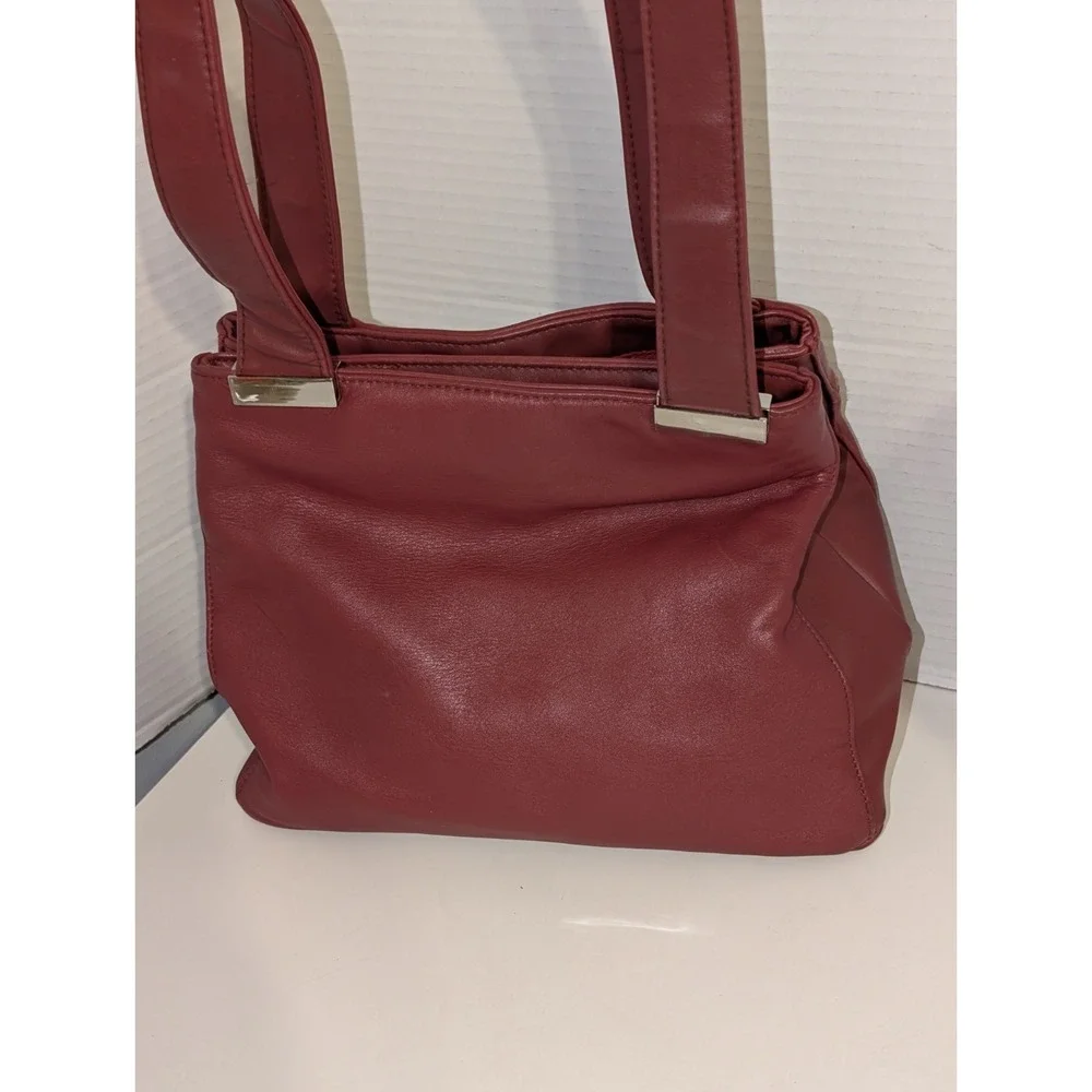 Jennifer Moore Red Leather Double Strap Shoulder‎ Bag